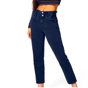 PacSun high waisted paper bag elastic waist black faded Mom jeans size 27